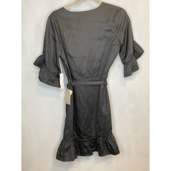 Chelsea 28 Black Ruffled Wrap Dress - Picture 4 of 6